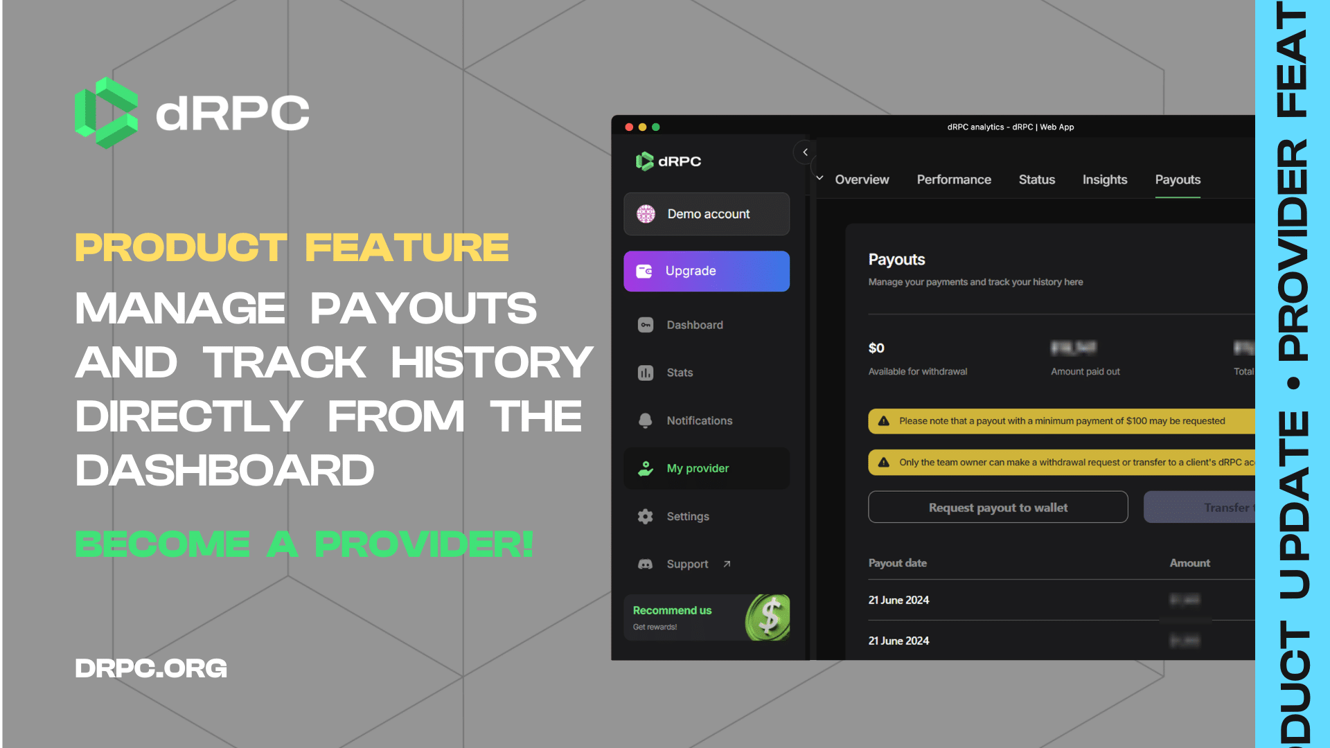 dRPC Product Update: Provider Features – Payouts