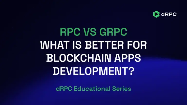 RPC vs gRPC comparison for blockchain development, illustrating communication models and performance differences.