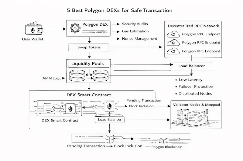 Best Polygon DEX architecture and RPC flow for safe transactions