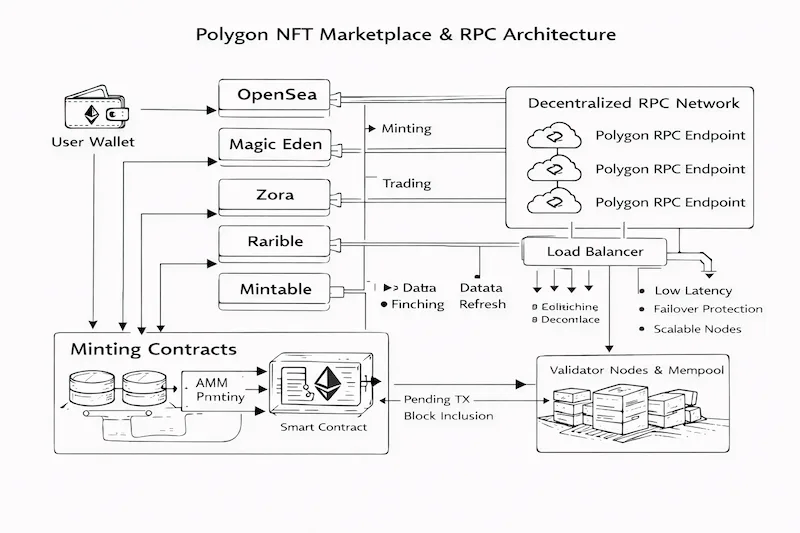Polygon NFT marketplace architecture and RPC flow for developers