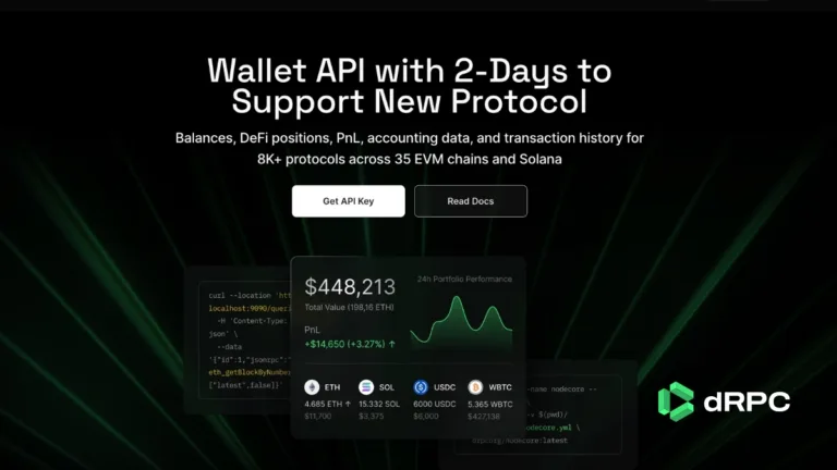 A crypto wallet API that returns balances, DeFi positions, and PnL across 8,000+ protocols, 35+ EVM chains, and Solana in one call.