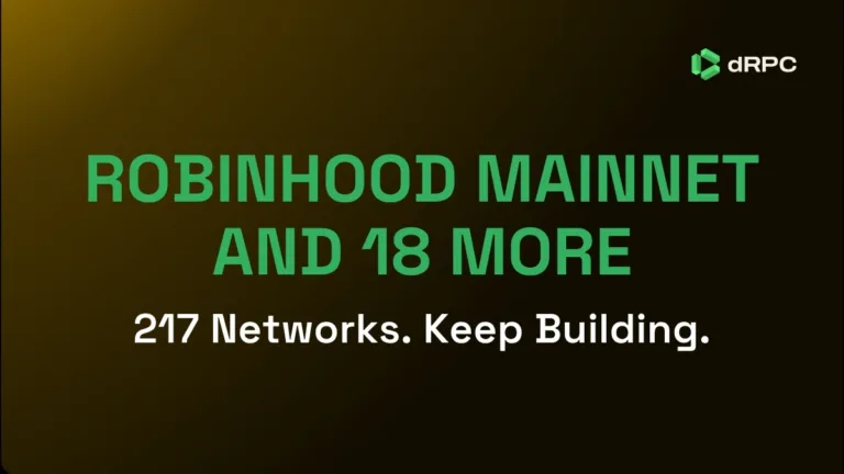 dRPC adds 19 networks including Algorand, Flare, Morph, Story, and Robinhood to NodeCloud and NodeCore. Get instant RPC access with no setup required.